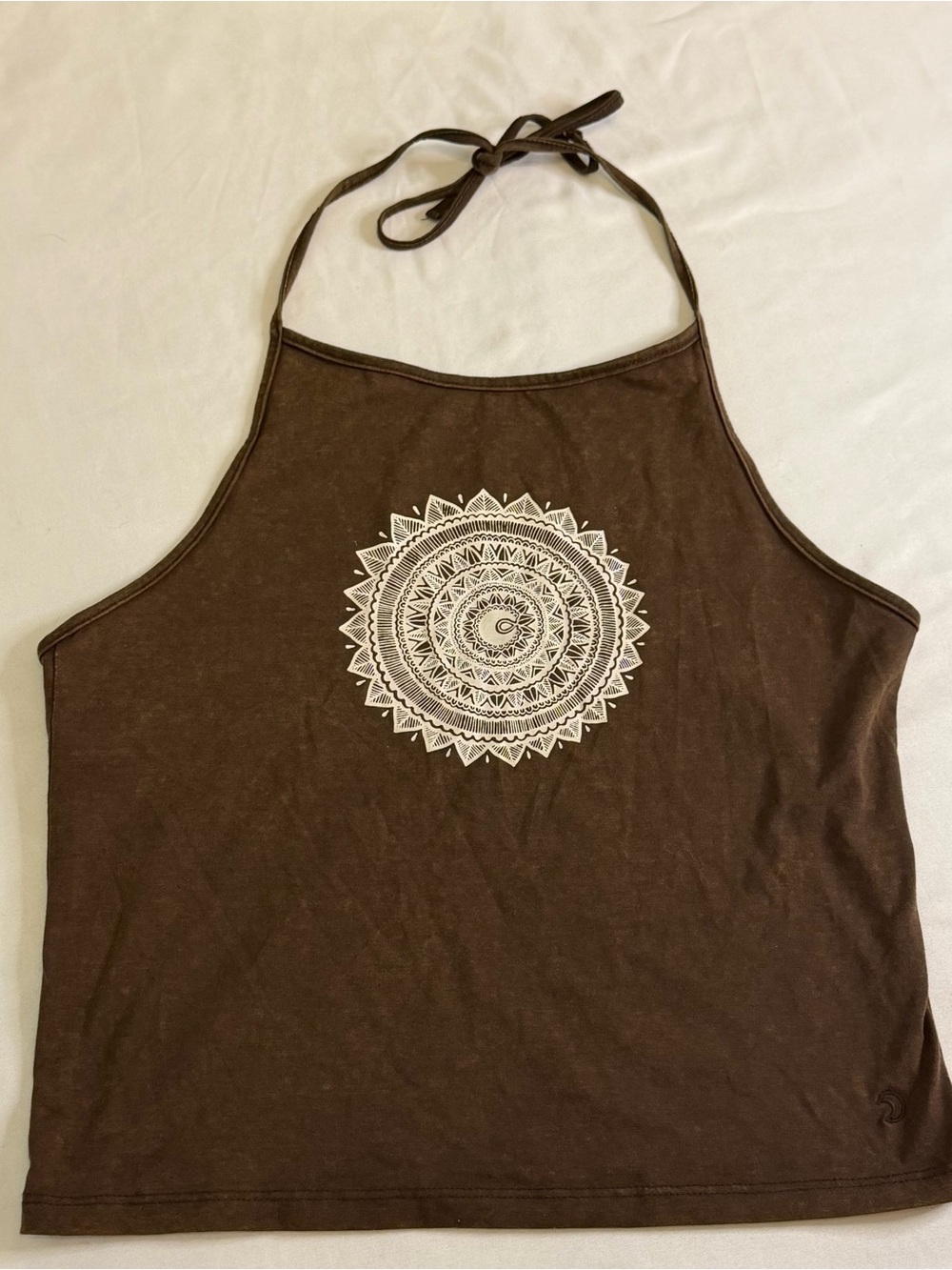 Lunavela by Maya Halter Tank Top Women’s Medium Brown Mandala Boho Y2K Festival